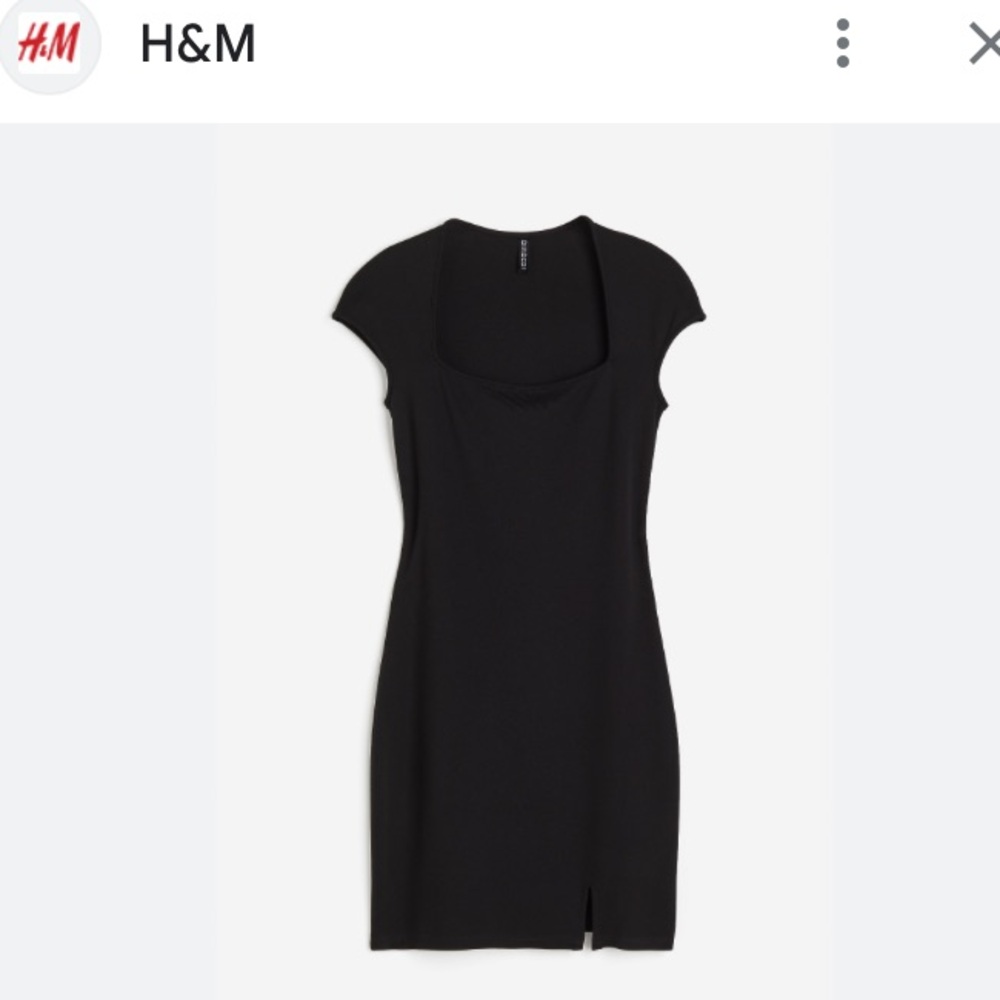 H&M Black Cap-Sleeve Mini Dress